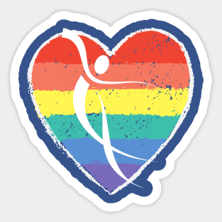 Dancer Rainbow Heart watercolor dance mark no wording without words Sticker